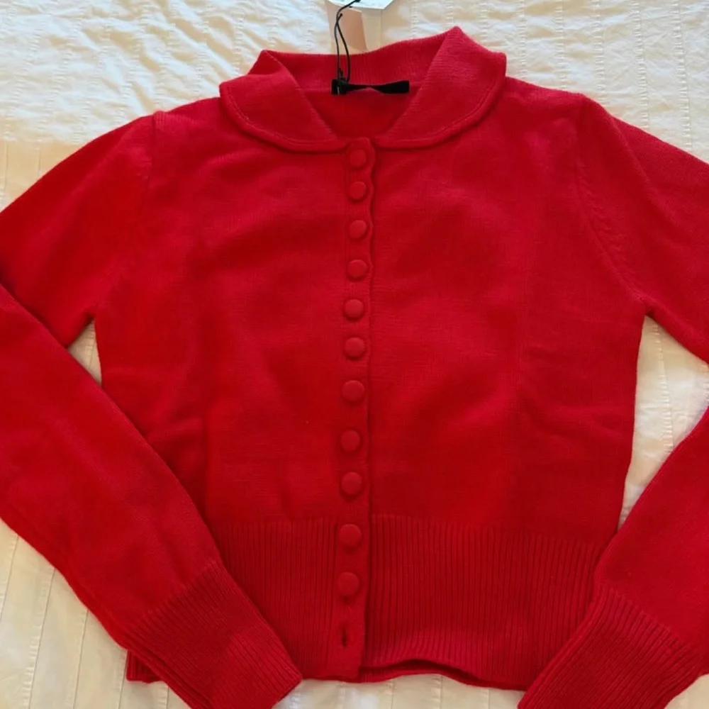 Red Button-Up Cardigan - Picture 5 of 5